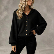 Women's Hooded Knit Cardigan, Button Corduroy Coat – Casual