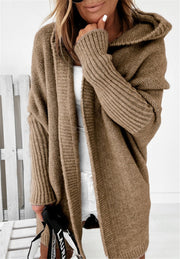 Women's Oversized Bat Sleeve Hooded Cardigan | Loose Knit Sweater