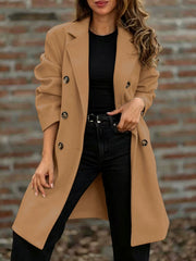 Chic Street Style Autumn And Winter Long-sleeved Lapel Double-breasted Wool Coat Jacket