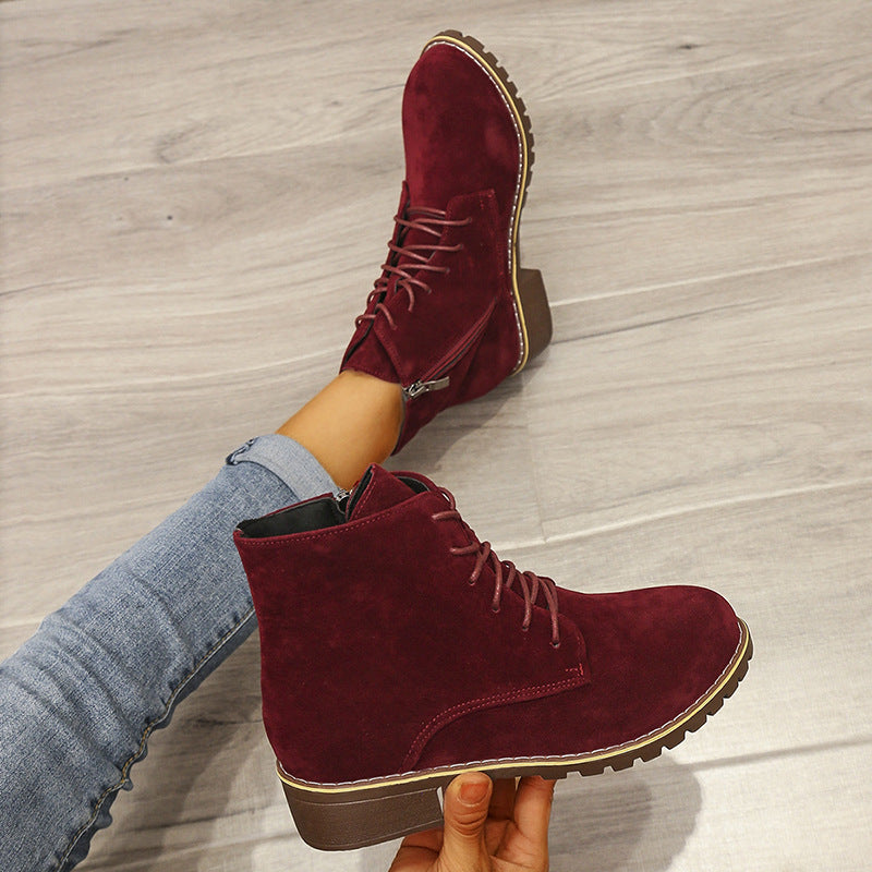 Women's Round Toe Martin Boots | British Style Short Boots
