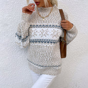 Women's Snowflake Half Turtleneck Sweater | Winter Christmas Knit Pullover