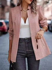Women's Slim Fit Jacquard Woolen Coat | Elegant Outerwear