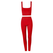 Women's Yoga Two-Piece Suit – Sleeveless Vest & Cropped Pants Set