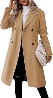 Women's Long Woolen Coat | Solid Color Fall Winter Overcoat