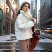 Women's Short Loose Lapel Down Cotton Jacket | Thickened Winter Coat