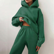 Women's Hooded Sweater Two-Piece Tracksuit | Casual Knit Set