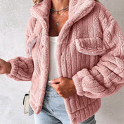 Women's Velvet Stripe Cardigan Coat | Lapel Short Winter Jacket