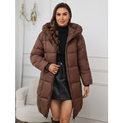 Women's Hooded Mid-Length Thickened Coat | Slim Fit Winter Jacket