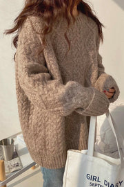 Women's Thickened Mohair & Alpaca Pullover Sweater | Loose Cozy Twist Knit