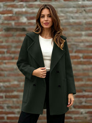 Women's Double-Breasted Wool Coat | Long Sleeve Outerwear