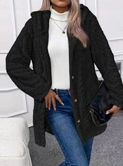 Women's Hooded Fuzzy Fleece | Button Down Plush Winter Cardigan