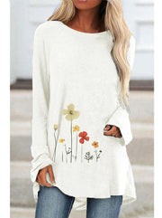 Floral Print Blouse | Women's Casual Long Sleeve Polyester Top