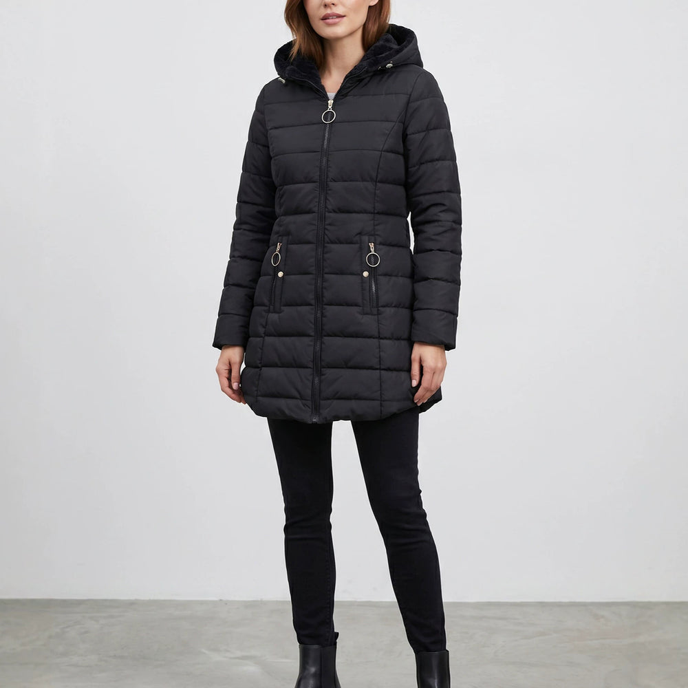 Women's Padded Hooded Cotton Coat | Slim-Fit Workwear