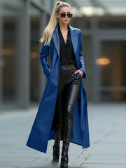 Faux Leather Long Coat | Women's Loose Urban Jacket