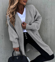 Women's Loose Knit Cardigan, Mid-Length Sweater Coat – Casual
