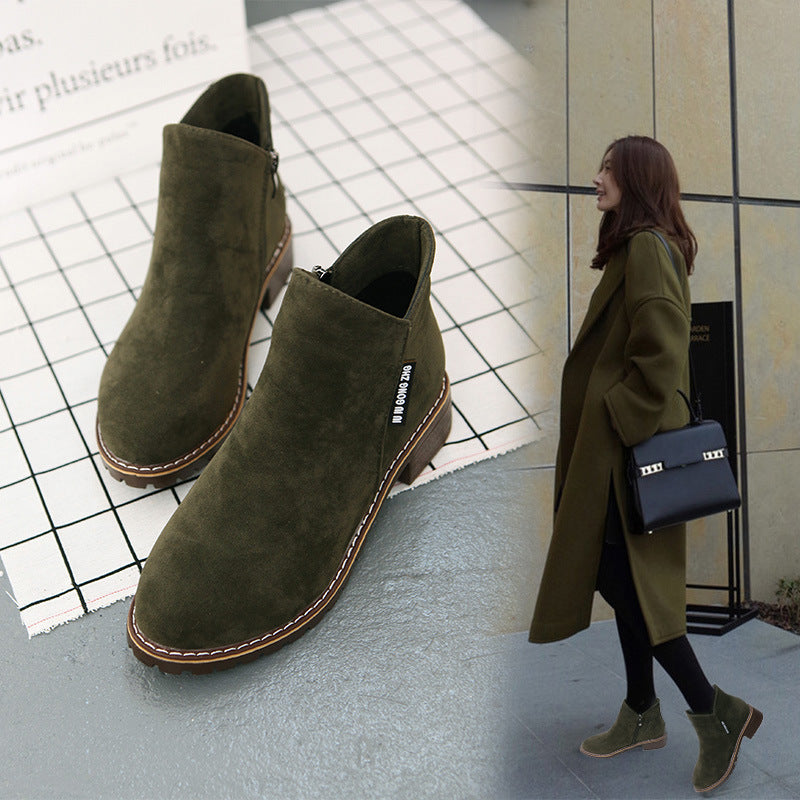 Women's Frosted Chunky Heel Ankle Boots | Vintage Fall Winter Boots