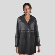 Women's Mid-Length PU Leather Jacket | Two-Way Wear Coat