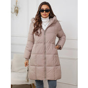 Women's Hooded Mid-Length Thickened Coat | Slim Fit Winter Jacket