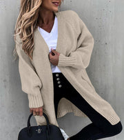 Women's Loose Knit Cardigan, Mid-Length Sweater Coat – Casual