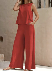Women's Sleeveless Pants Suit | Loose Casual Summer Two-Piece Set