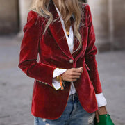 Women's Velvet Lapel Suit Jacket | Slim Single-Breasted Business Blazer