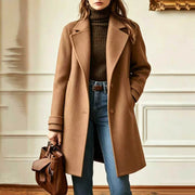 Women's Retro Mid-Length Woolen Coat | Lapel Casual Winter Outerwear