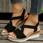 Women's Cross-Strap Platform Wedge Sandals | Gladiator Hemp Heel Summer Shoes
