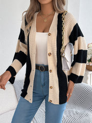Women's Color Block Bell Sleeve Cardigan Coat – Casual