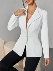 Women's Waist-Cinching Single-Button Blazer | Lapel Outerwear