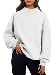 Women's Fleece-Lined High-Neck Sweatshirt | Casual Long Sleeve Pullover