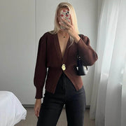 Women's V-Neck Button Cardigan, Knit Sweater Top – Casual