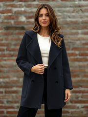 Women's Double-Breasted Wool Coat | Long Sleeve Outerwear