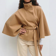 Women's High Neck Batwing Sleeve Belted Coat | Elegant Winter Trench