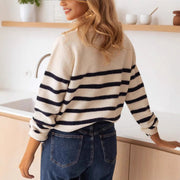 Women's Striped Button-Front Cardigan, Knit Pullover Top – Casual