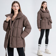 Women's Mid-Length Down Jacket | Loose Fit Winter Coat