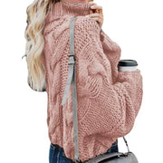 Women's Loose-Fitting Turtleneck Sweater | Long Sleeve Crochet Pullover