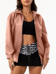 Women's Oversize Faux Leather Jacket | Loose Lapel Coat