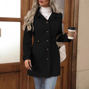 Women's Elegant Single-Breasted Woolen Coat | Mid-Length Lapel Jacket
