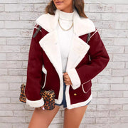 Women's Polo Collar Plush Jacket | Warm Winter Casual Coat