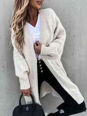 Women's Loose Knit Cardigan, Mid-Length Sweater Coat – Casual