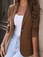 Women's Elegant Slim-Fit Single-Button Blazer | Long-Sleeve Jacket