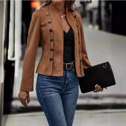 Women's Double-Breasted Suede Jacket | Long Sleeve Outerwear