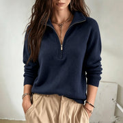 High Neck Half-Zip Sweater | Women's Casual Long Sleeve Knit Top