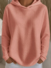 Women's Loose-Fit Solid-Color Hoodie | Long Sleeve Pullover