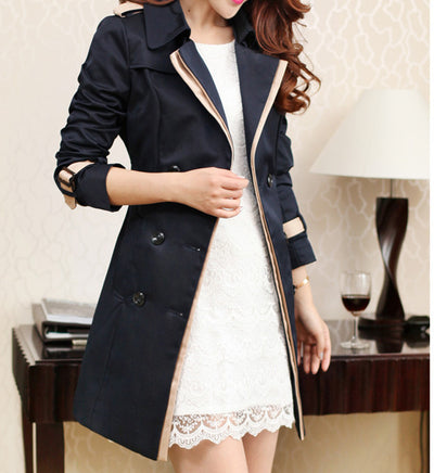 Fall Winter Trench Coat | Women's Lapel Long Sleeve Jacket