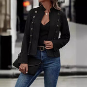 Women's Double-Breasted Suede Jacket | Long Sleeve Outerwear