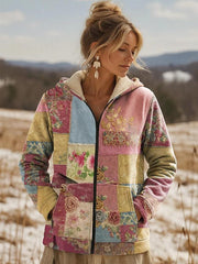 Women's Printed Hooded Zip-Up Cardigan | Casual Sweatshirt