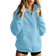 Women's Loose-Fit Solid Color Sweatshirt | Long Sleeve Pullover with Pockets
