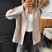 Solid Color Coat | Women's Slim Fit Long Sleeve Jacket