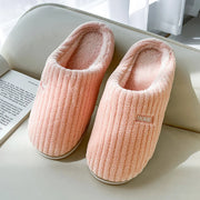 Women's Solid Color Cotton Slippers | Warm Winter House Shoes
